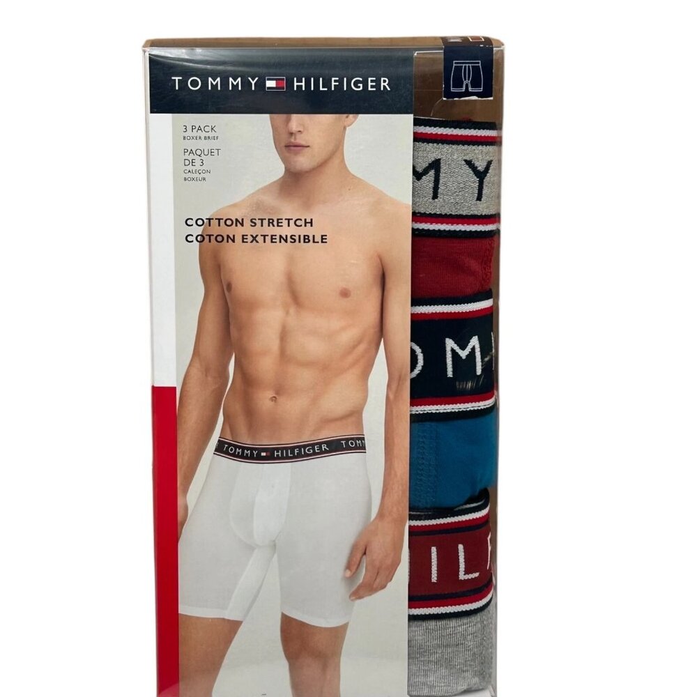 Tommy Hilfiger Mens Boxer Briefs Size M Multicolor Jersey Cotton Stretch 3 Pack